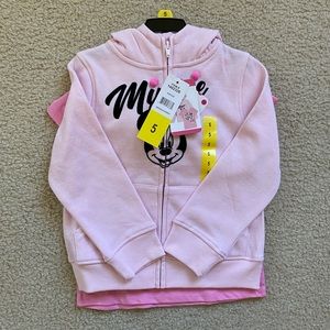 NWT Disney Junior Minnie Mouse Pink Sweater & T-Shirt 2 Pc. Set (Size: 5)